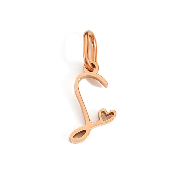 Rose Gold Plated Stainless Steel A-Z Letter Heart Pendant (Pk of 10 ) / KP0004