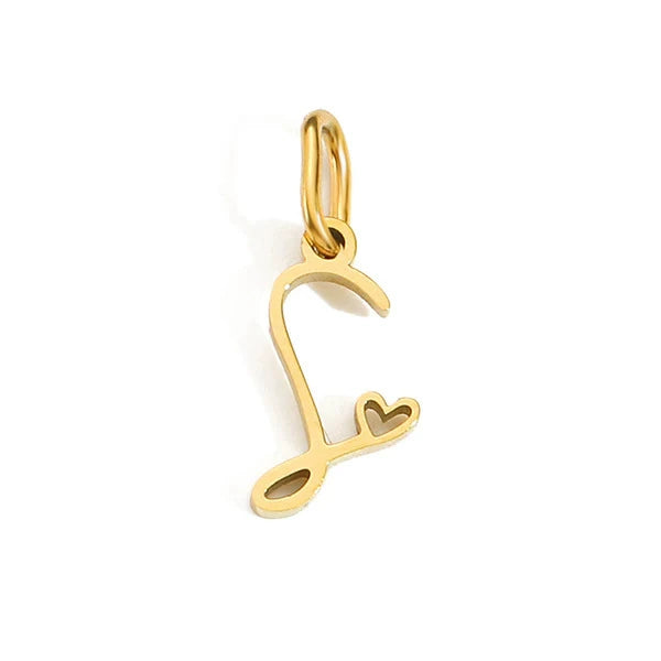 Gold Plated Stainless Steel A-Z Letter Heart Pendant (Pk of 10 ) / KP0003