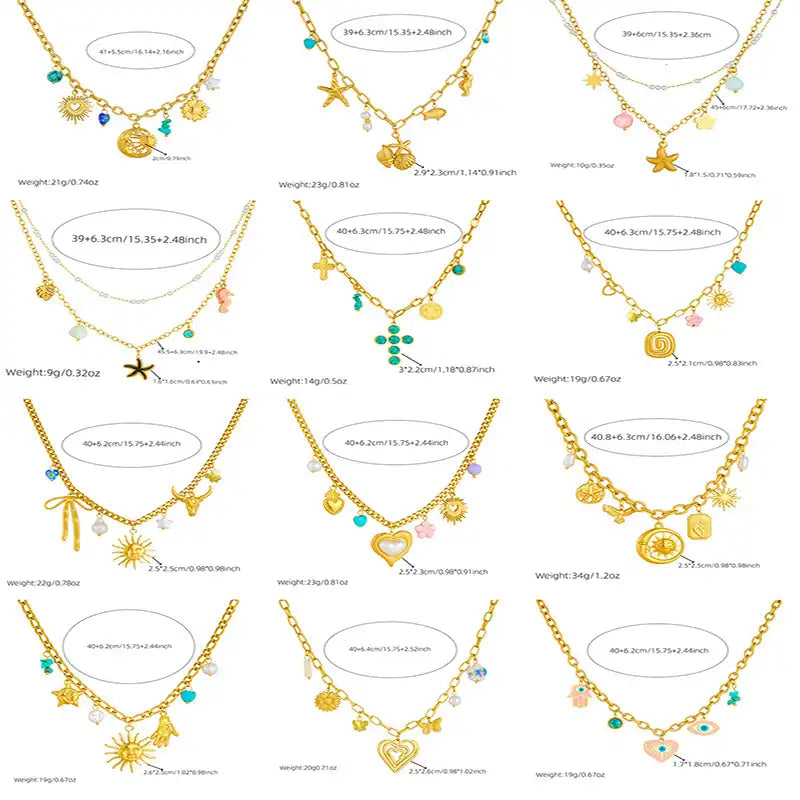 Gold Plated Stainless Steel Maritime Charm Necklace / KN4004