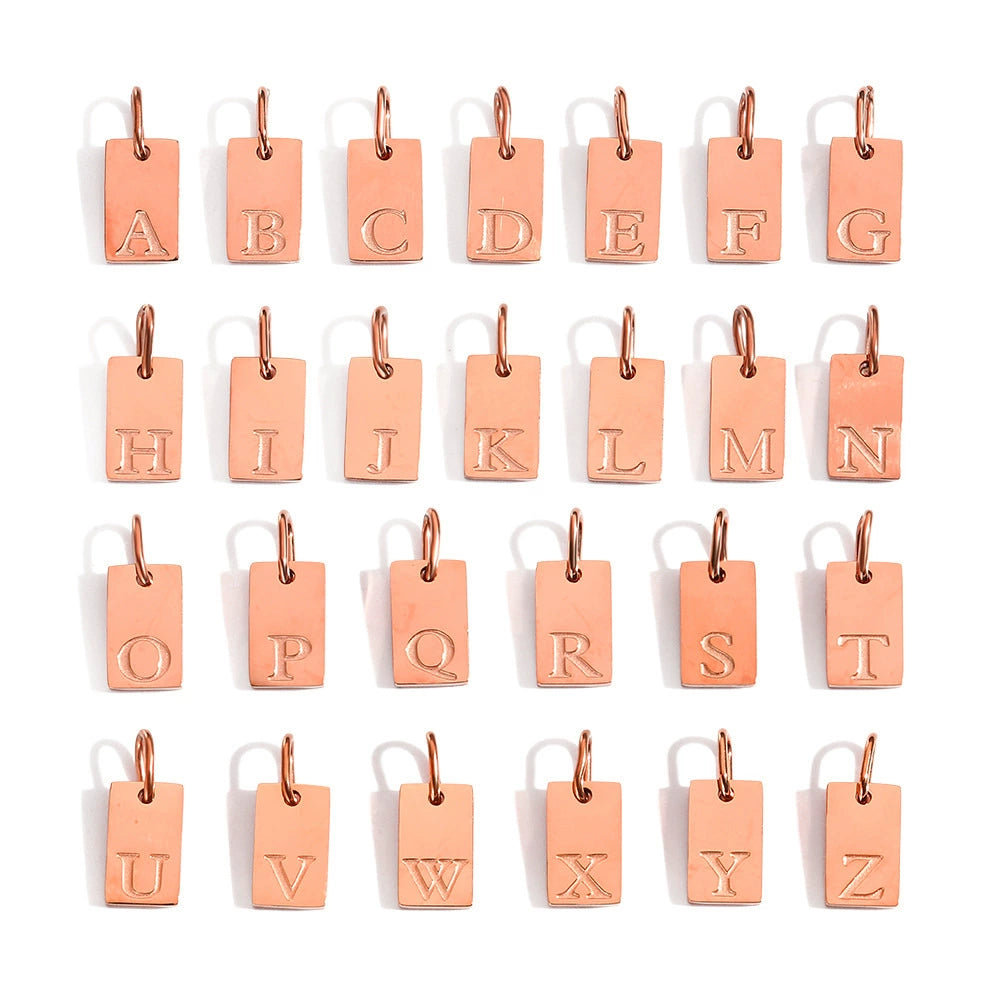 Rose Gold Plated Stainless Steel A-Z Letter CubicPendant (Pk of 10 ) / KP0005