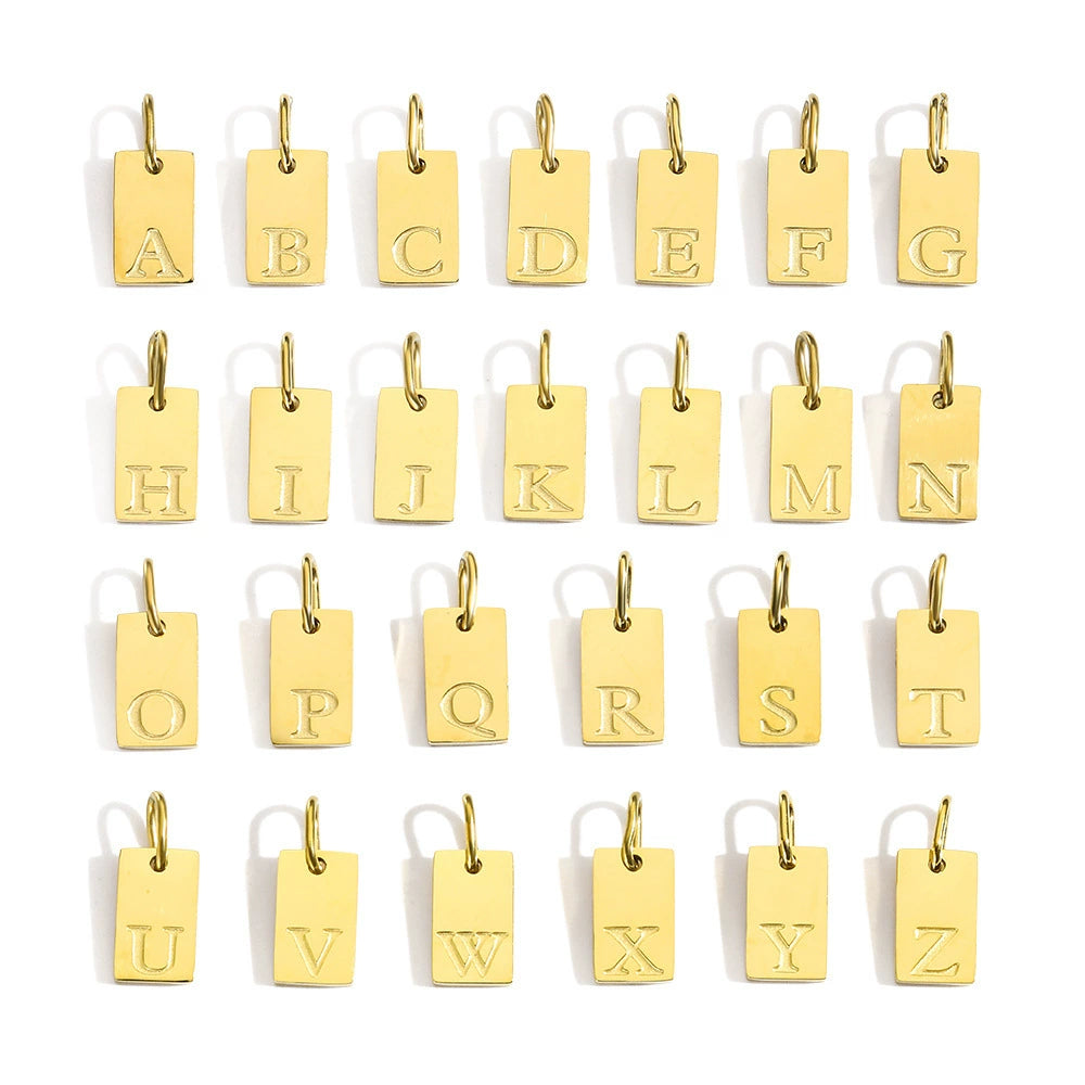 Gold Plated Stainless Steel A-Z Letter CubicPendant (Pk of 10 ) / KP0007