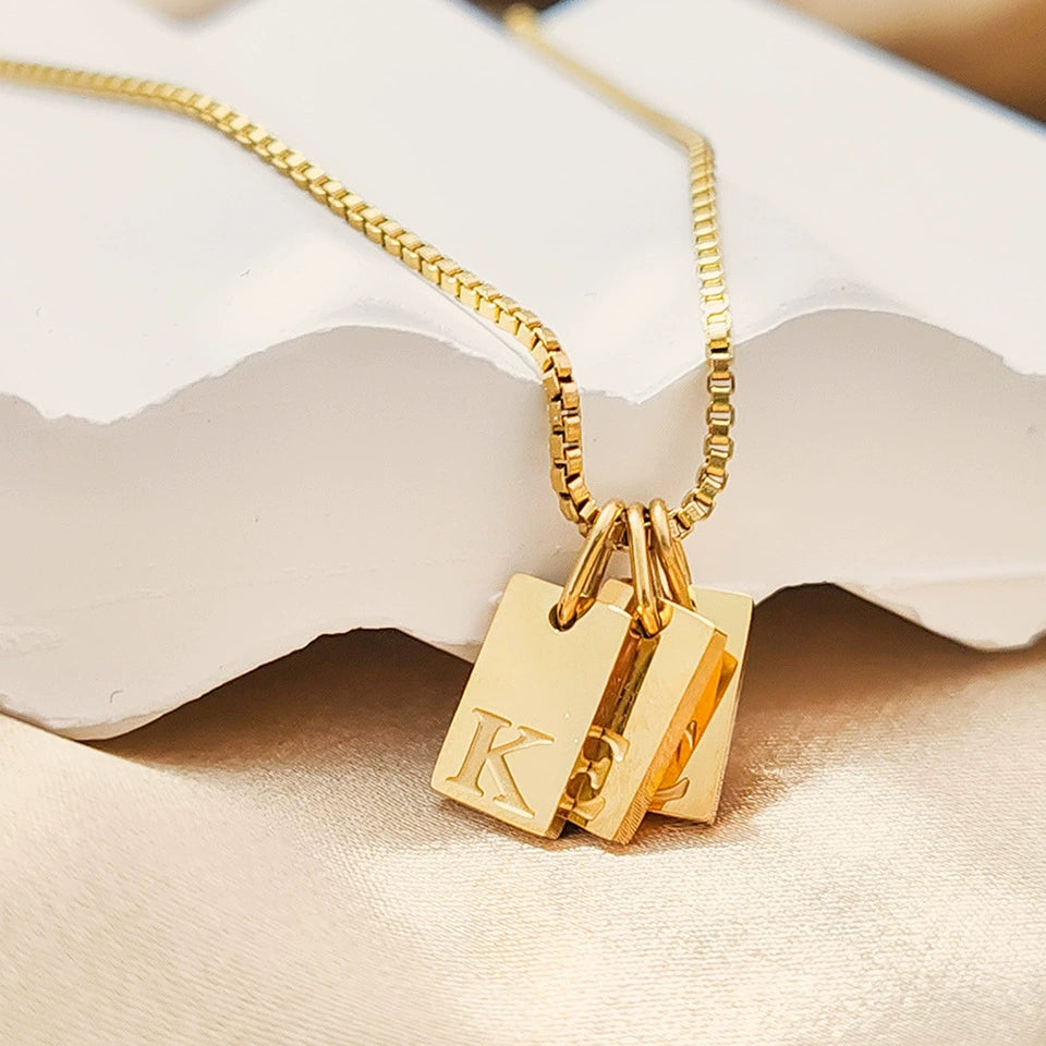 Rose Gold Plated Stainless Steel A-Z Letter CubicPendant (Pk of 10 ) / KP0005
