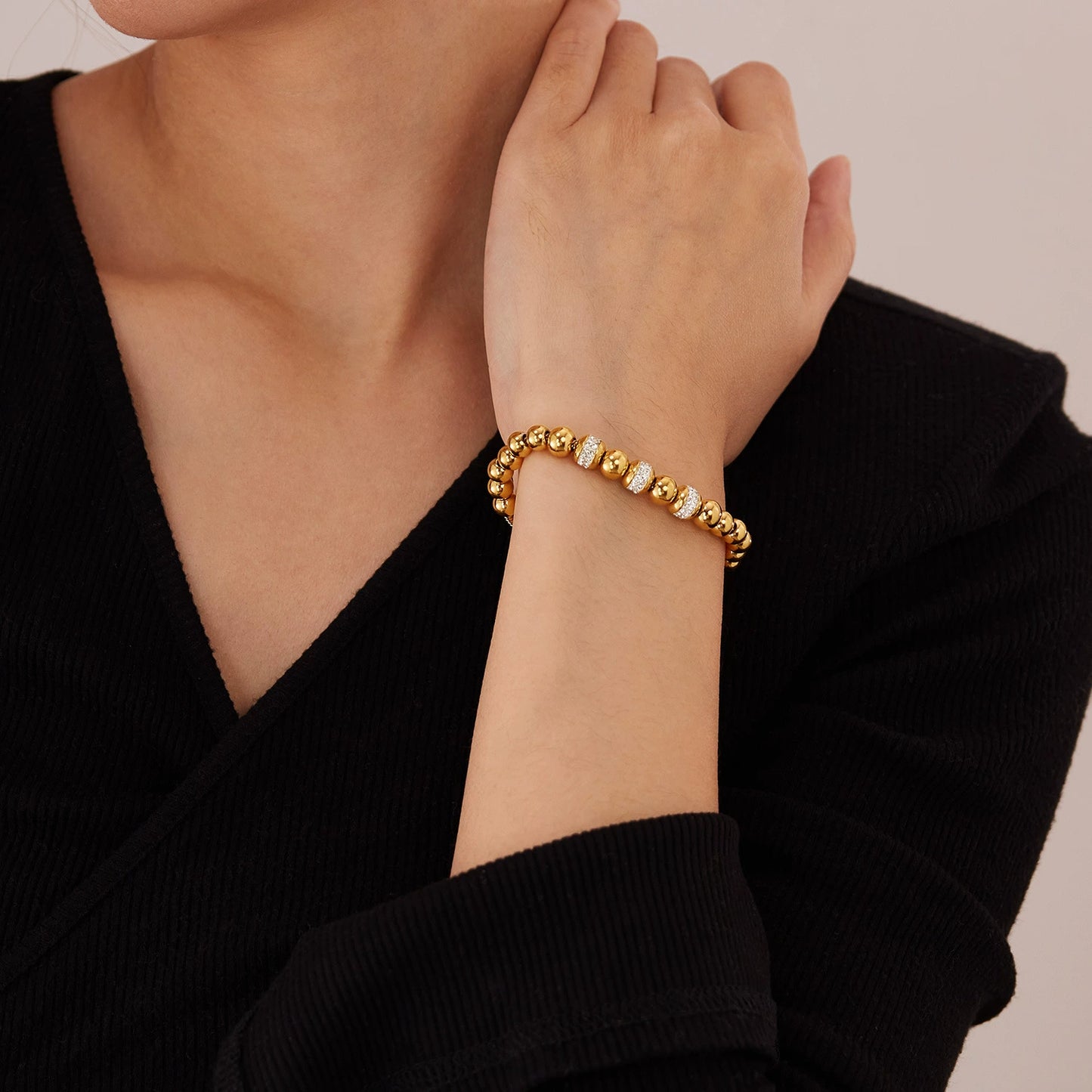Stainless Steel Adjustable Pearl Beaded Bracelet / KB3013