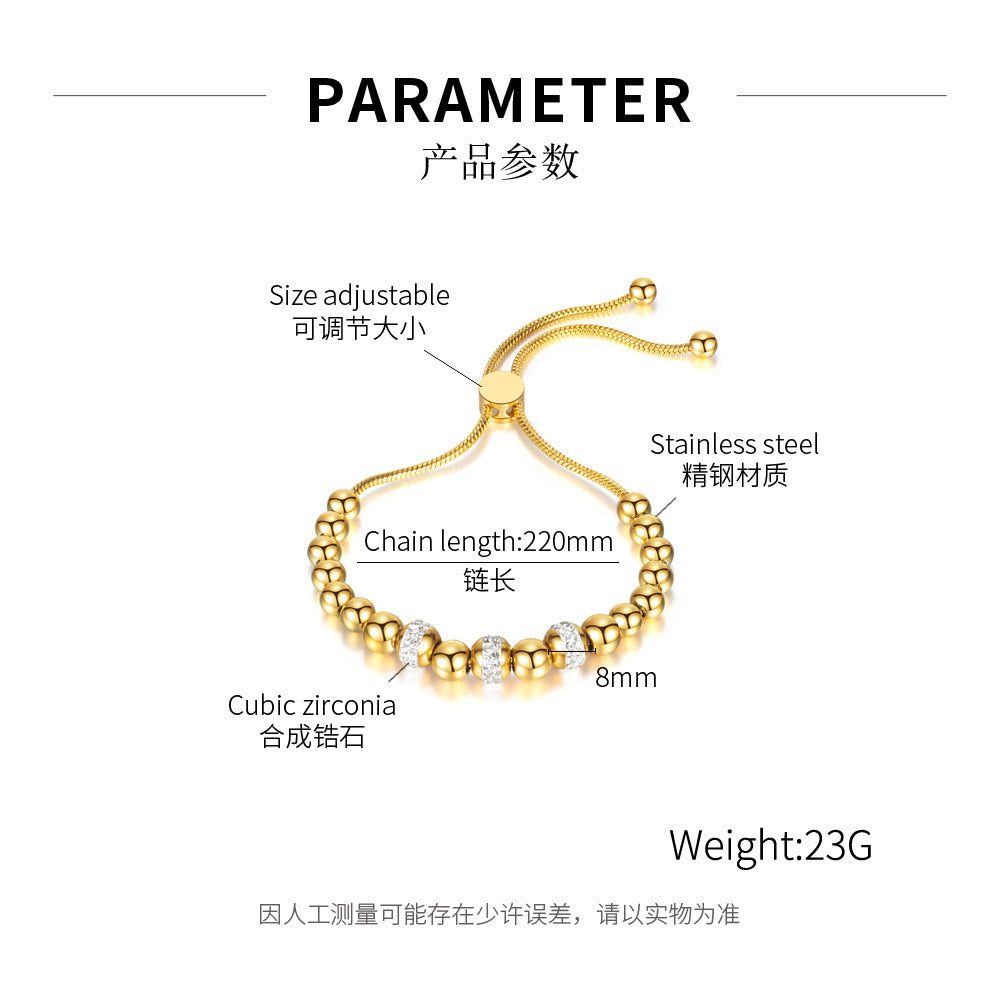Stainless Steel Adjustable Pearl Beaded Bracelet / KB3013