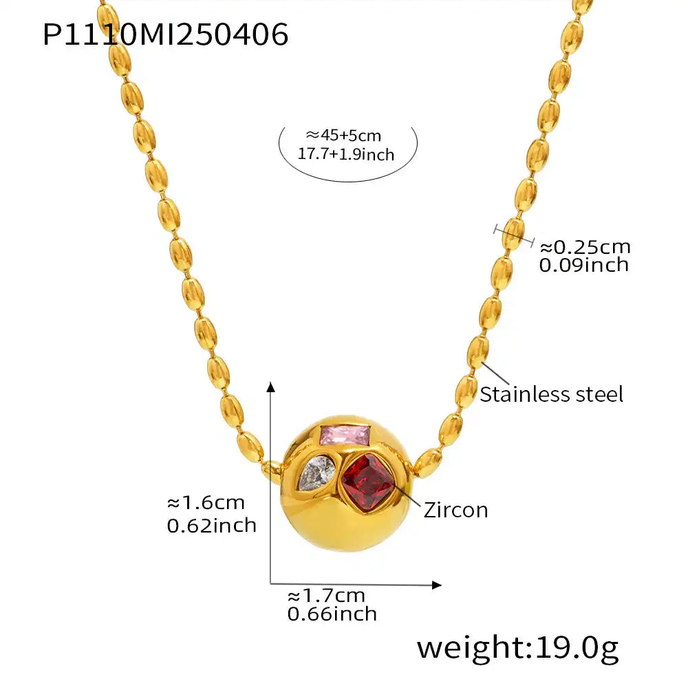 Stainless Steel Beaded Necklace / 25003046