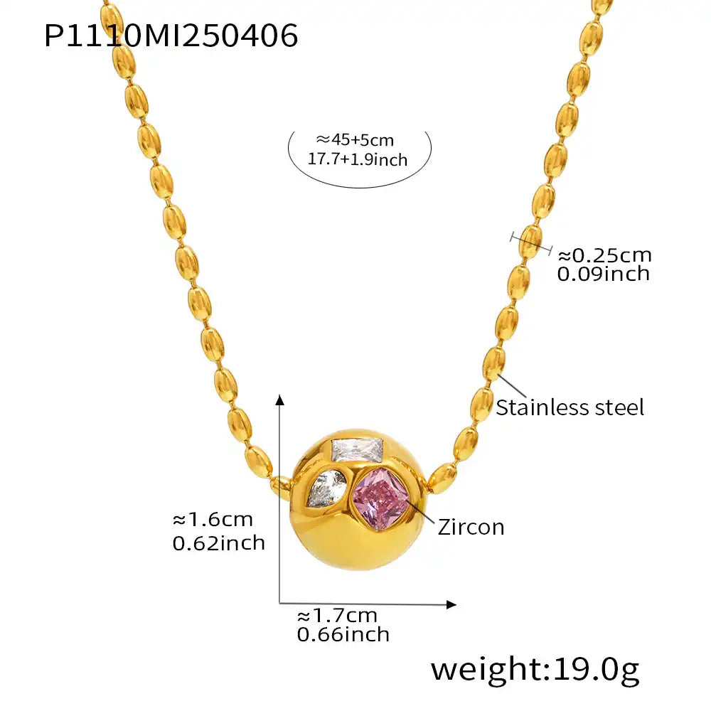 Stainless Steel Beaded Necklace / 25003046