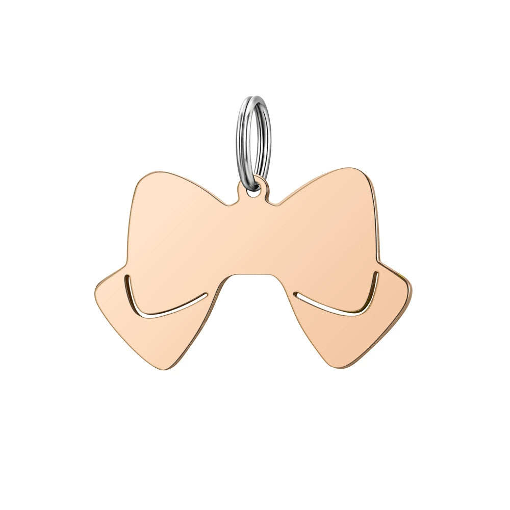 Stainless Steel Blank Bow Cat Dog Tags ( pk of 10 ) / KT0007