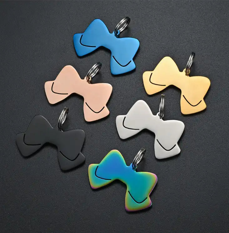 Stainless Steel Blank Bow Cat Dog Tags ( pk of 10 ) / KT0007