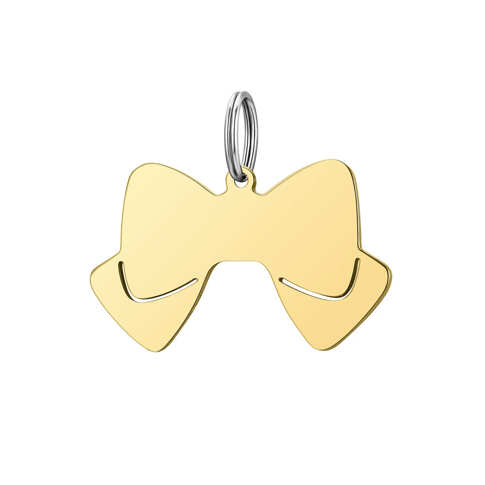 Stainless Steel Blank Bow Cat Dog Tags ( pk of 10 ) / KT0007