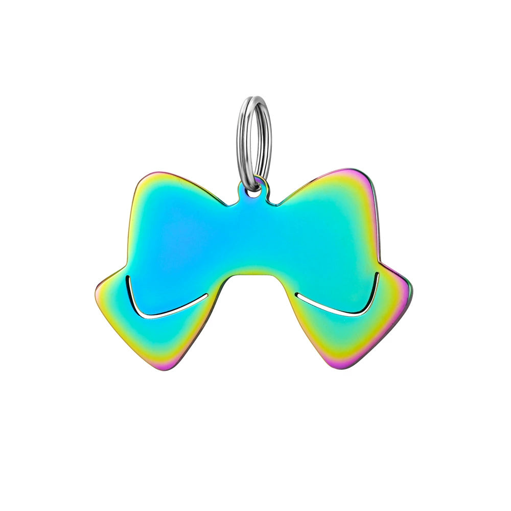 Stainless Steel Blank Bow Cat Dog Tags ( pk of 10 ) / KT0007