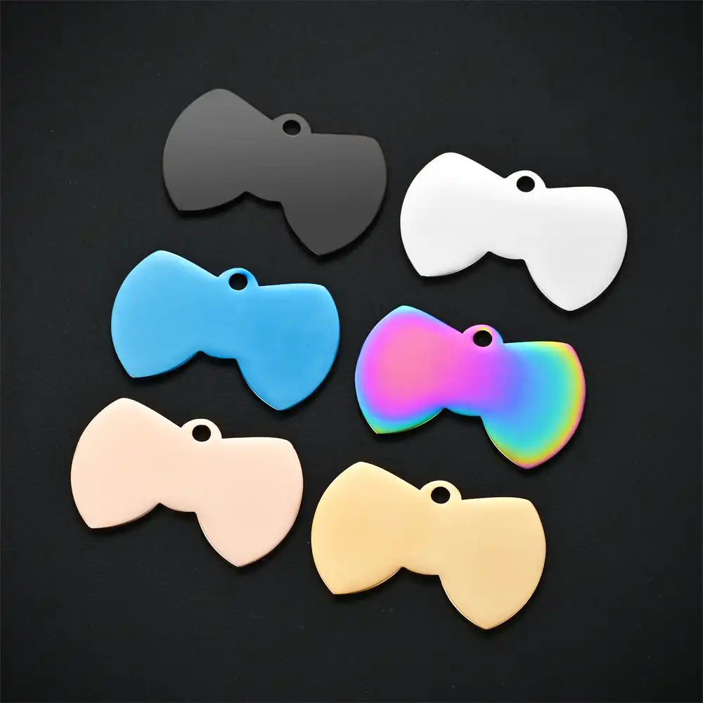 Stainless Steel Blank Bow Cat Dog Tags ( pk of 10 ) / KT0008