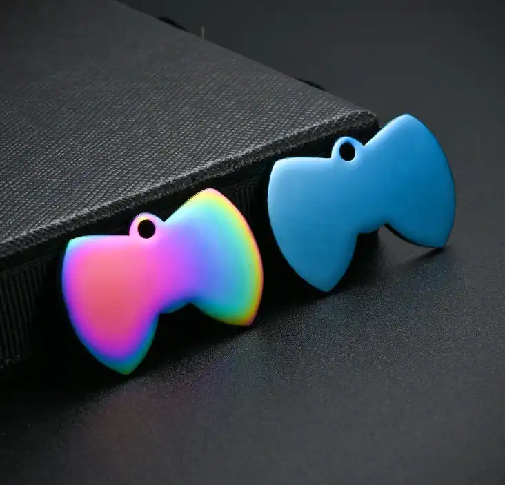 Stainless Steel Blank Bow Cat Dog Tags ( pk of 10 ) / KT0008