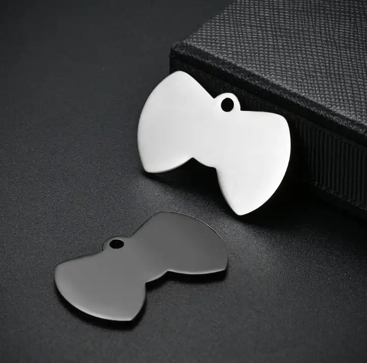 Stainless Steel Blank Bow Cat Dog Tags ( pk of 10 ) / KT0008