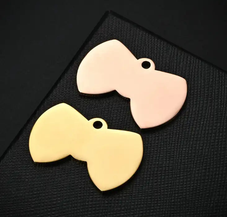 Stainless Steel Blank Bow Cat Dog Tags ( pk of 10 ) / KT0008