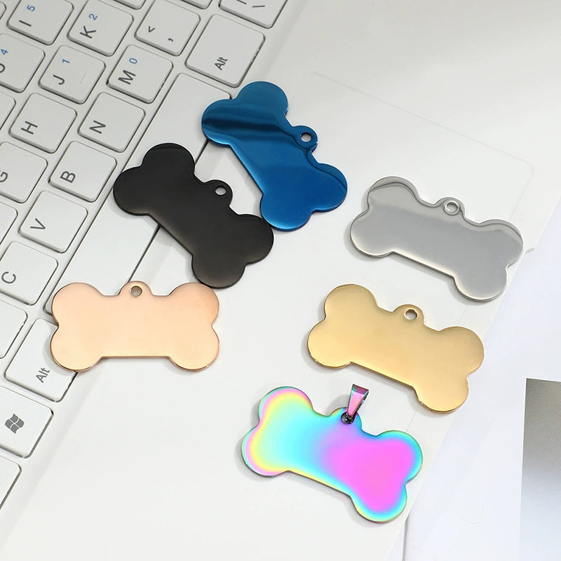 Stainless Steel Blank Engravable Bone Dog Tags / Lot of 10pcs / KT0001