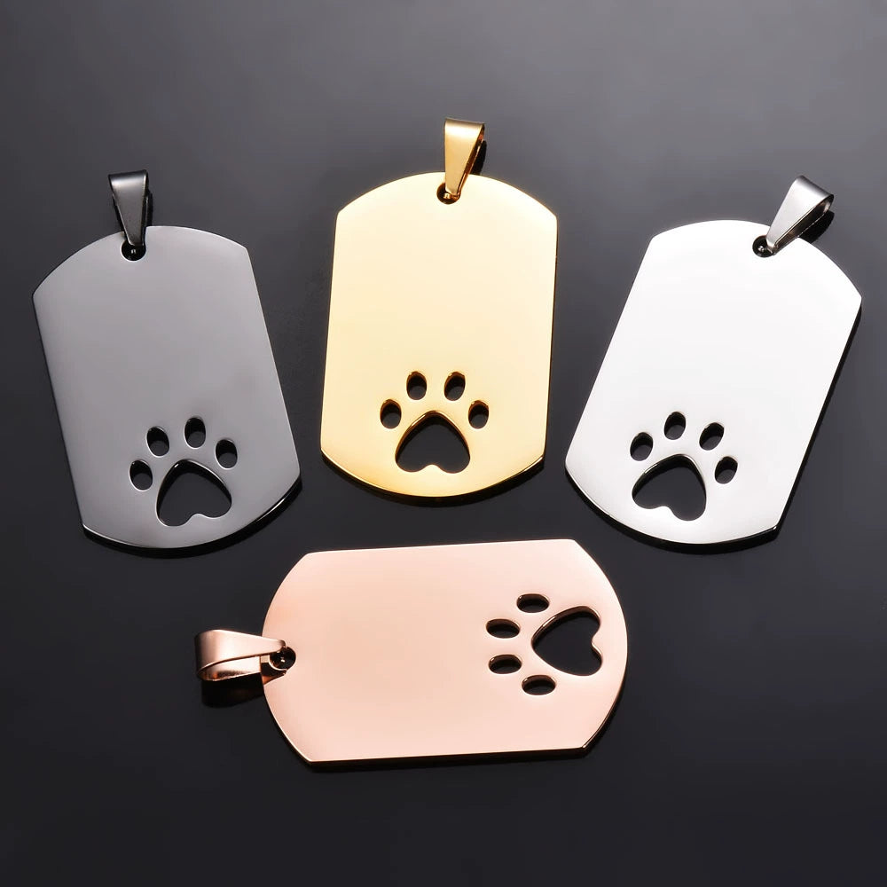 Stainless Steel Blank Hollow Paw Military Dog Tags ( pk of 10 ) / KT0015