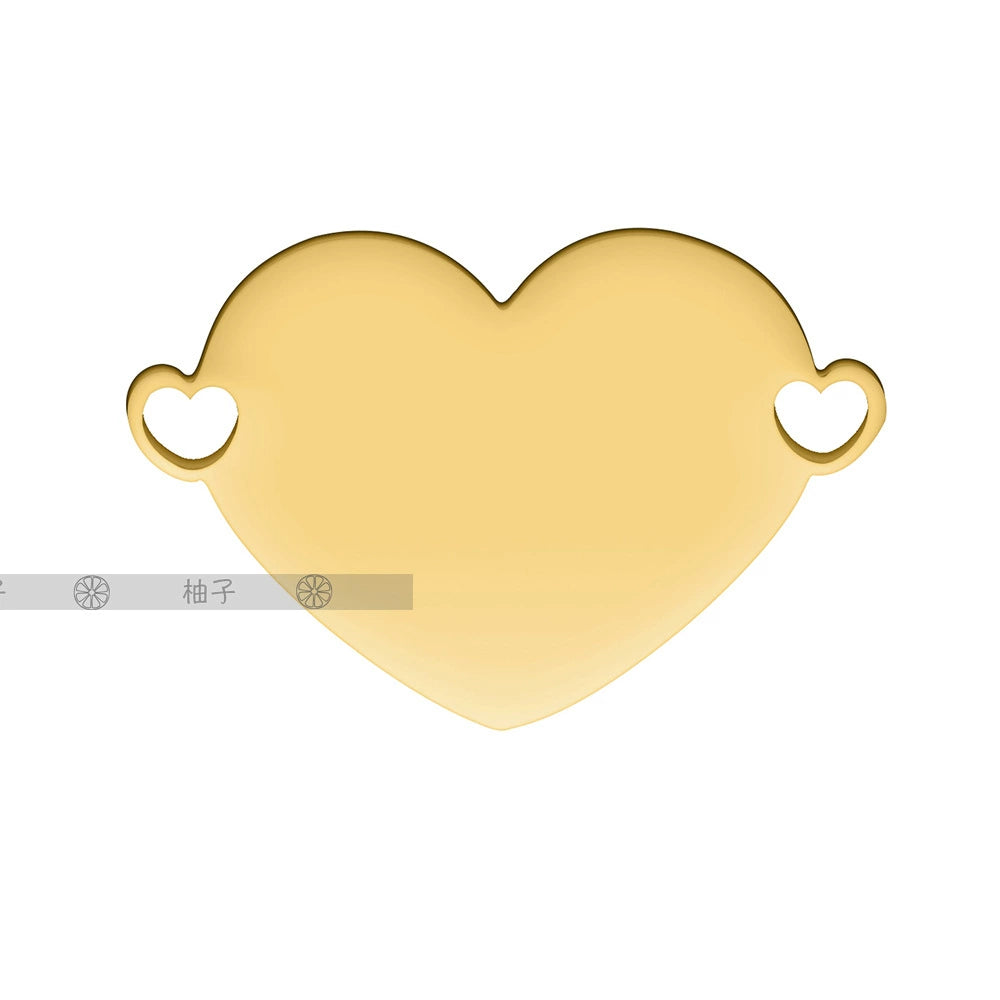 25*17mm Stainless Steel Dual Hole Engravable Heart Cat Dog Tags ( pk of 10 ) / KT0027