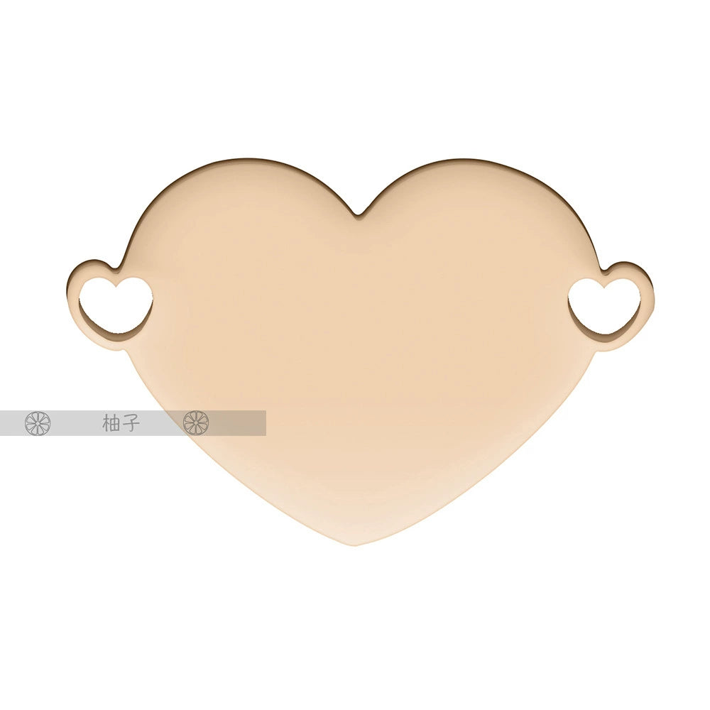 25*17mm Stainless Steel Dual Hole Engravable Heart Cat Dog Tags ( pk of 10 ) / KT0027