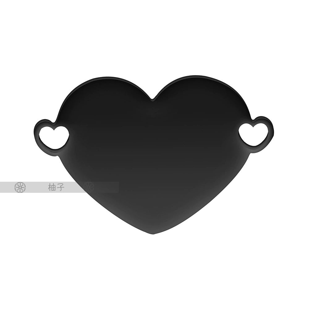 25*17mm Stainless Steel Dual Hole Engravable Heart Cat Dog Tags ( pk of 10 ) / KT0027