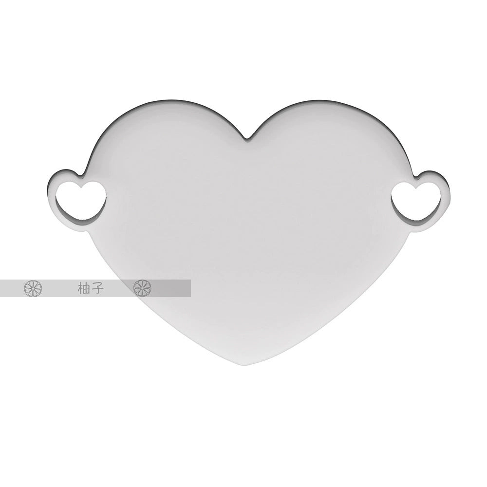25*17mm Stainless Steel Dual Hole Engravable Heart Cat Dog Tags ( pk of 10 ) / KT0027