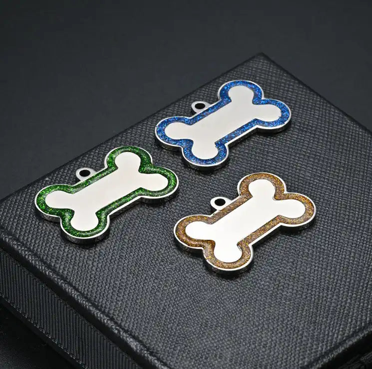 Stainless Steel Enamel Engravable Bone Cat Dog Tags / Lot of 10pcs / KT0004