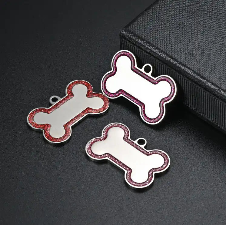 Stainless Steel Enamel Engravable Bone Cat Dog Tags / Lot of 10pcs / KT0004