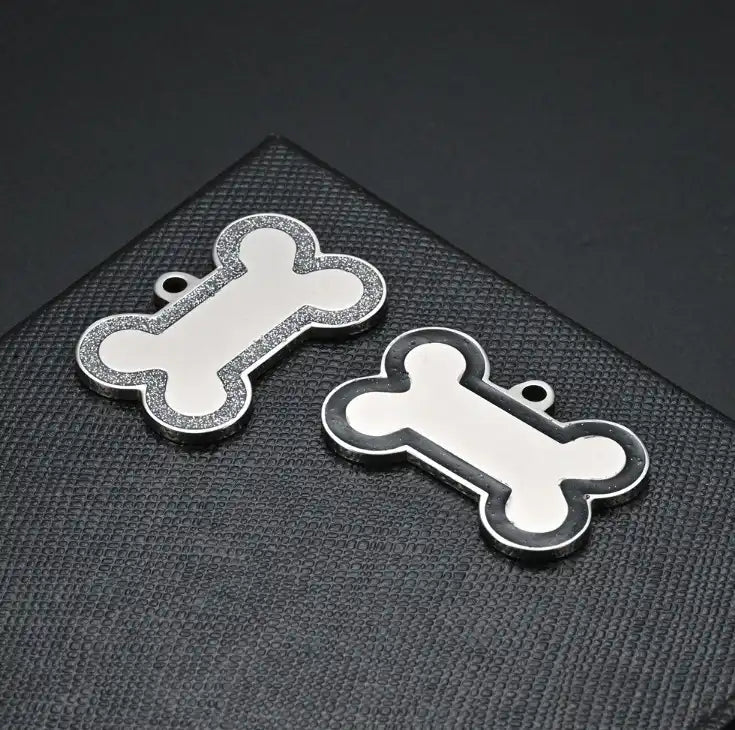 Stainless Steel Enamel Engravable Bone Cat Dog Tags / Lot of 10pcs / KT0004