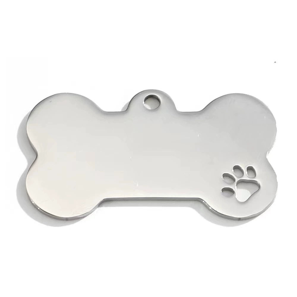 Stainless Steel Engravable Bone Hollow Paw Dog Tags / Lot of 10pcs / KT0002