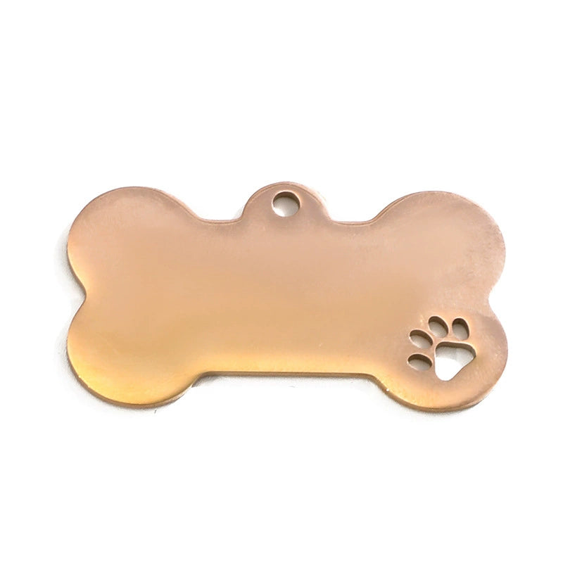 Stainless Steel Engravable Bone Hollow Paw Dog Tags / Lot of 10pcs / KT0002