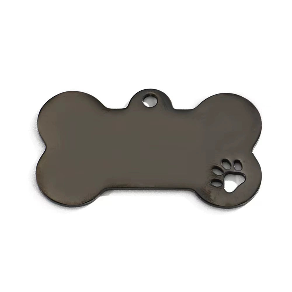 Stainless Steel Engravable Bone Hollow Paw Dog Tags / Lot of 10pcs / KT0002