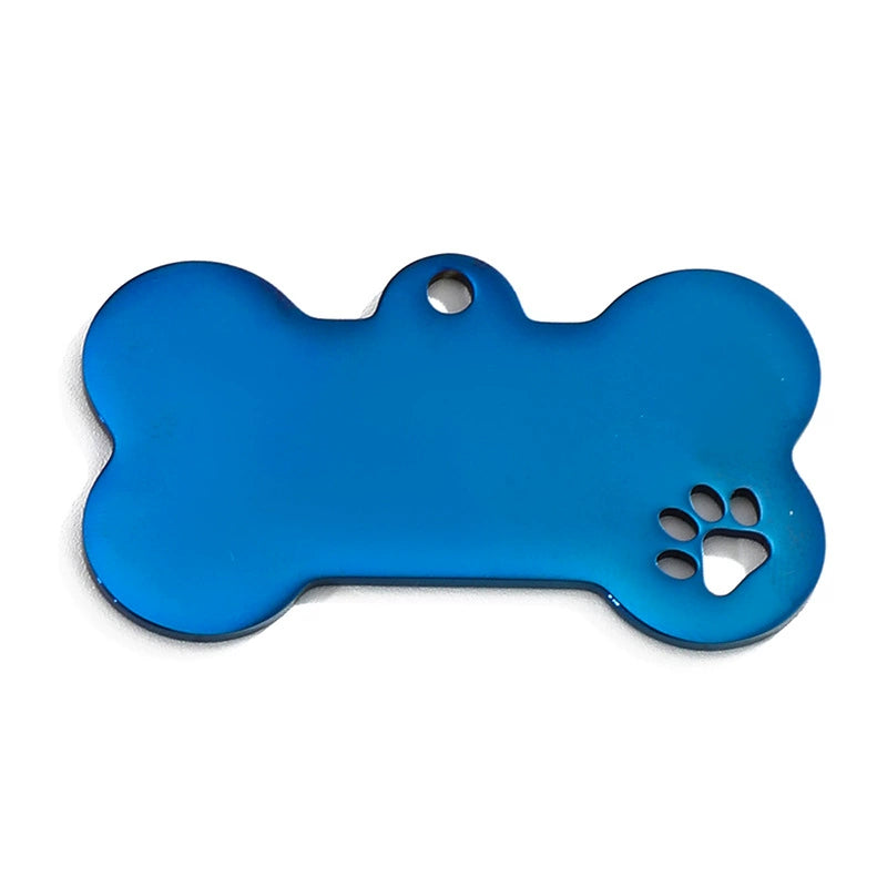 Stainless Steel Engravable Bone Hollow Paw Dog Tags / Lot of 10pcs / KT0002