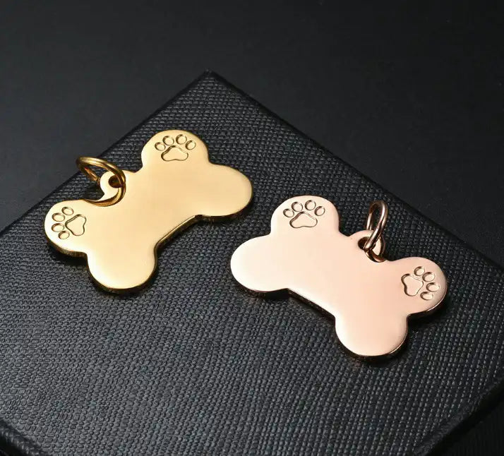 36*25mm Stainless Steel Engravable Bone Paw Cat Dog Tags / Lot of 10pcs / KT0005