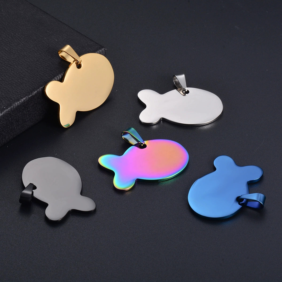 Stainless Steel Engravable Fish Shape Dog Tags ( pk of 10 ) / KT0049