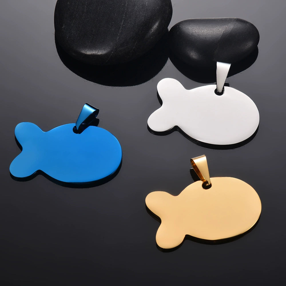 Stainless Steel Engravable Fish Shape Dog Tags ( pk of 10 ) / KT0049