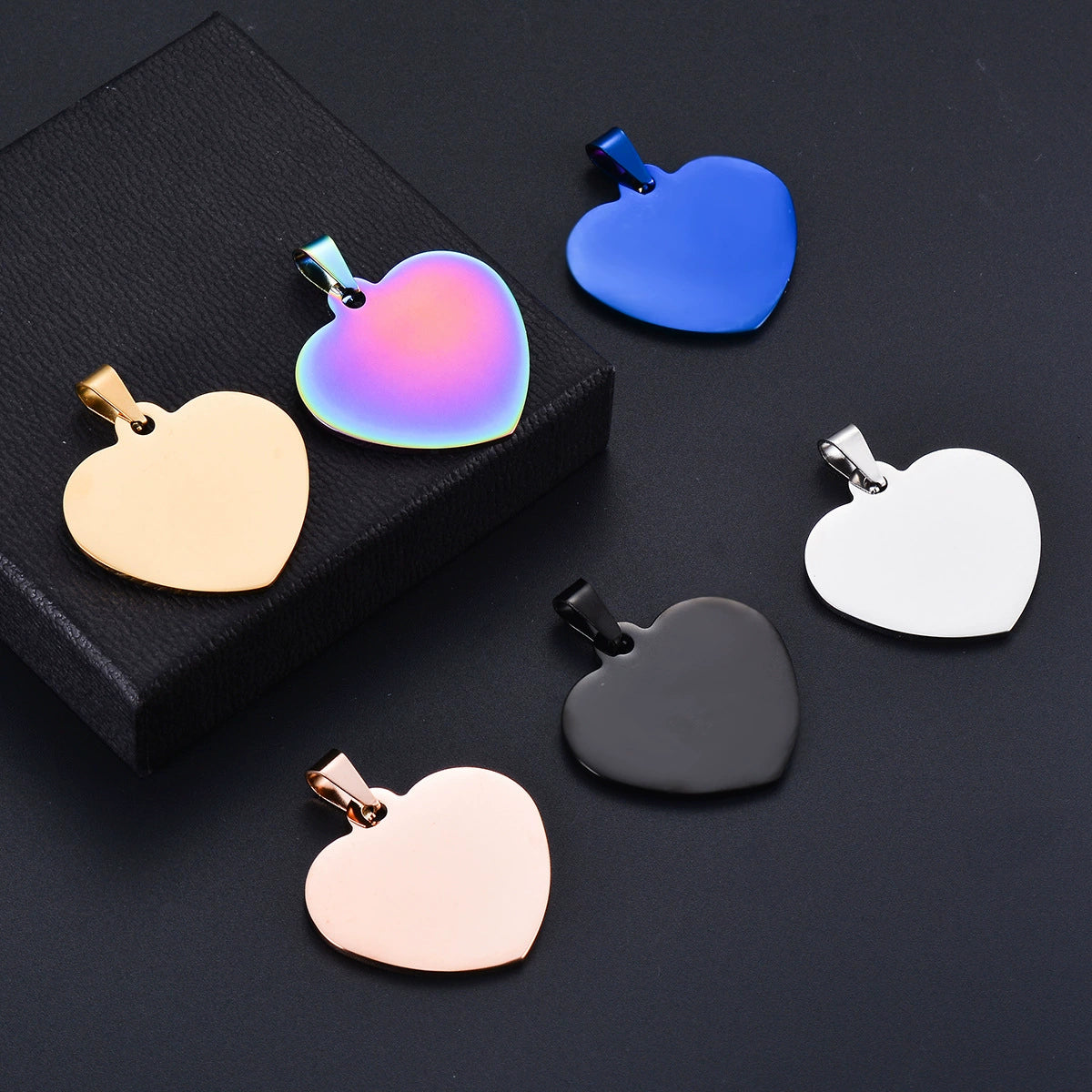 Stainless Steel Engravable Heart Cat Dog Tags ( pk of 10 ) / KT0025