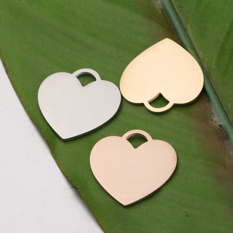 Stainless Steel Engravable Heart Cat Dog Tags ( pk of 10 ) / KT0026