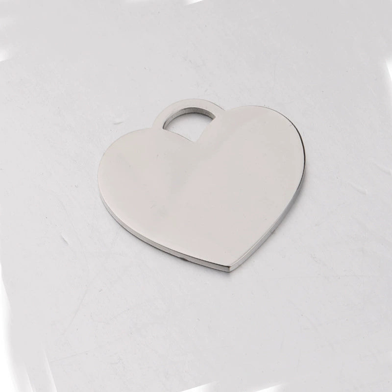 Stainless Steel Engravable Heart Cat Dog Tags ( pk of 10 ) / KT0026