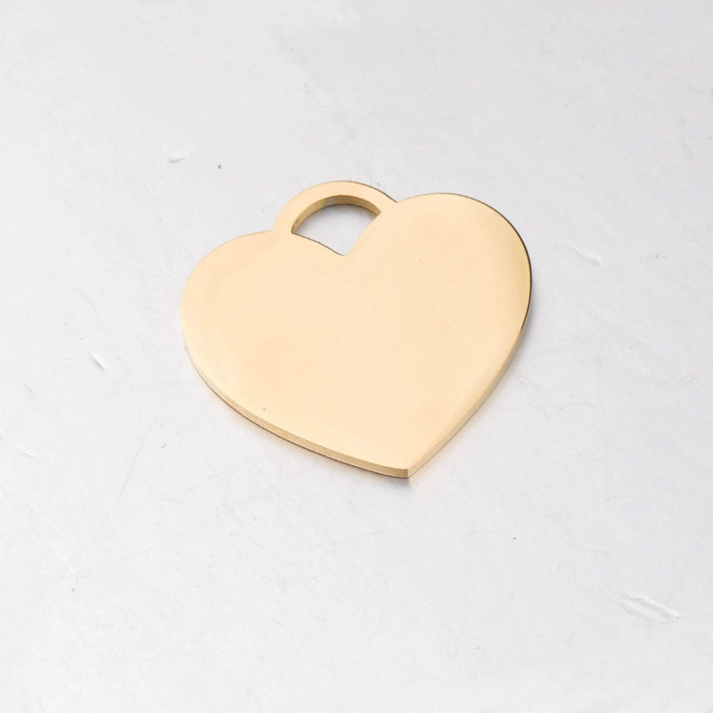 Stainless Steel Engravable Heart Cat Dog Tags ( pk of 10 ) / KT0026