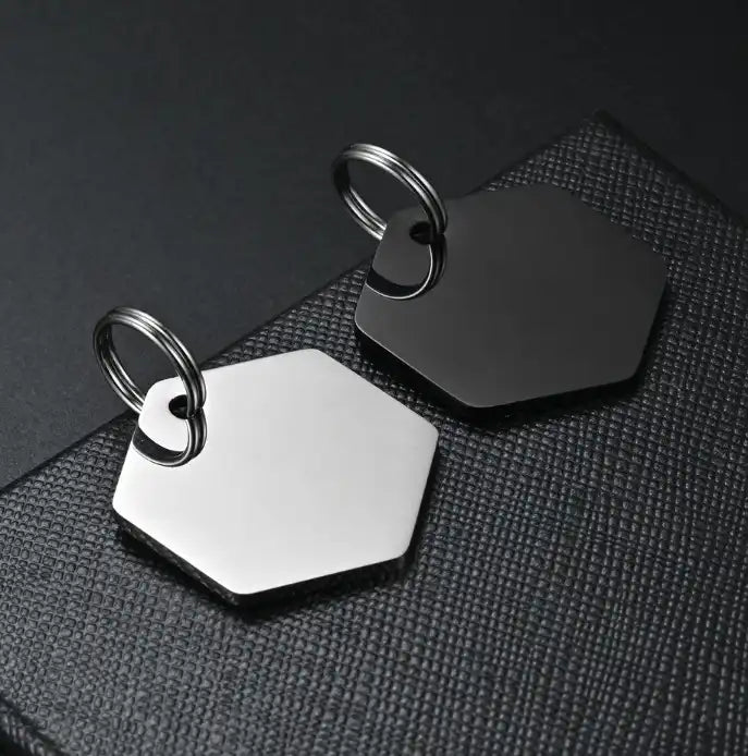 Stainless Steel Engravable Hexagon Cat Dog Tags ( pk of 10 ) / KT0041