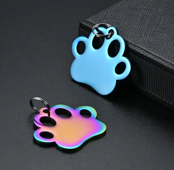 Stainless Steel Engravable Hollow Paw Dog Cat Tags ( pk of 10 ) / KT0039