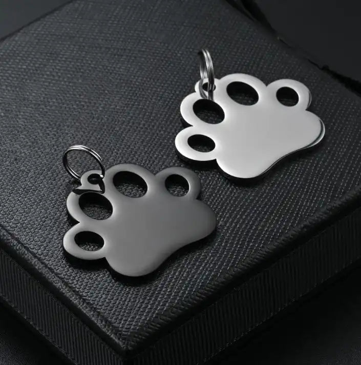 Stainless Steel Engravable Hollow Paw Dog Cat Tags ( pk of 10 ) / KT0039