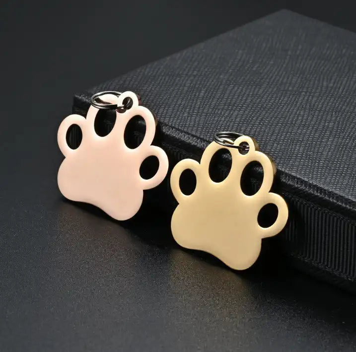 Stainless Steel Engravable Hollow Paw Dog Cat Tags ( pk of 10 ) / KT0039