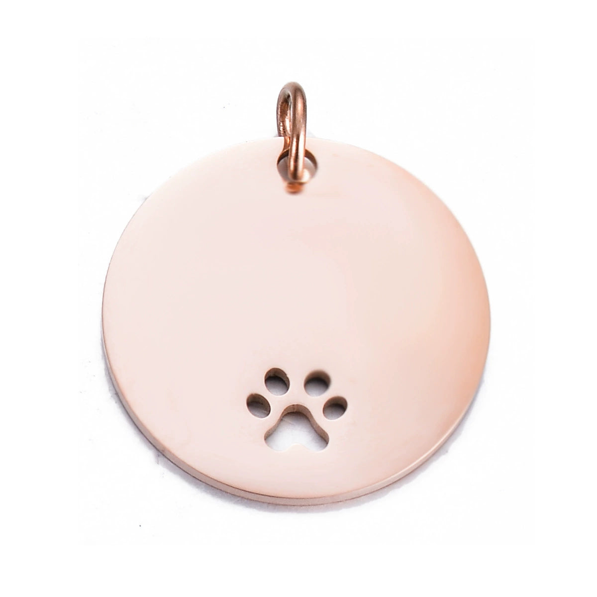 Stainless Steel Engravable Hollow Paw Round Cat Dog Tags ( pk of 10 ) / KT0020