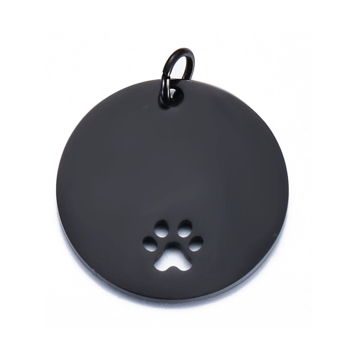 Stainless Steel Engravable Hollow Paw Round Cat Dog Tags ( pk of 10 ) / KT0020