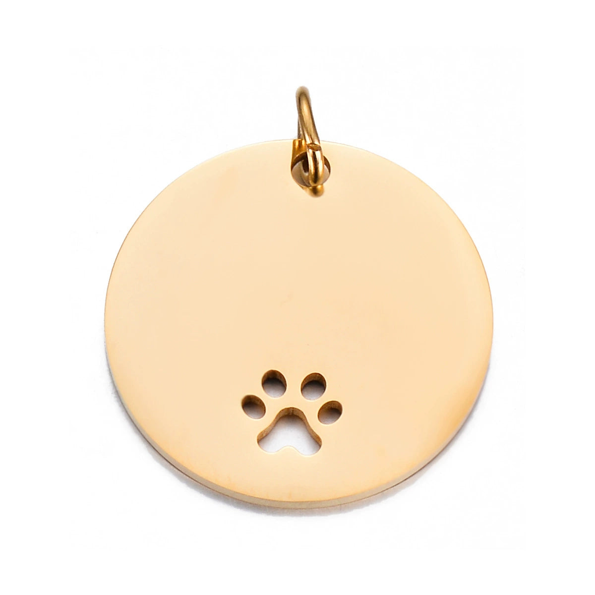 Stainless Steel Engravable Hollow Paw Round Cat Dog Tags ( pk of 10 ) / KT0020
