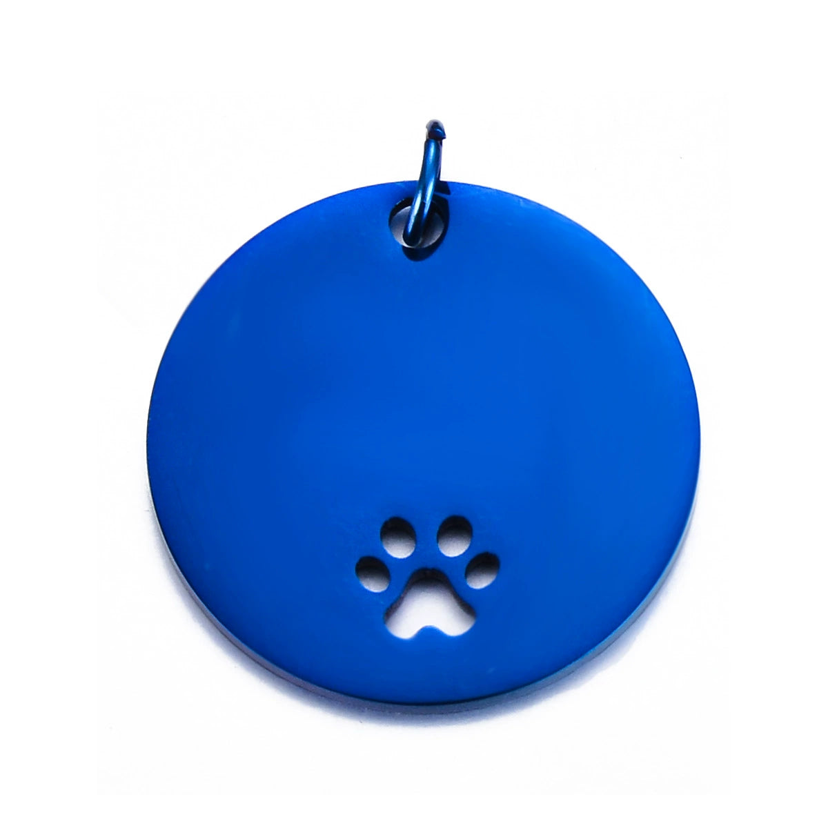 Stainless Steel Engravable Hollow Paw Round Cat Dog Tags ( pk of 10 ) / KT0020