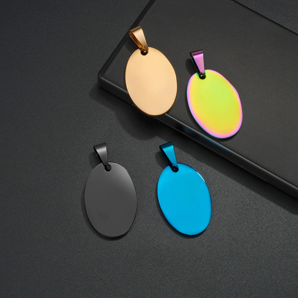 Stainless Steel Engravable Oval Cat Dog Tags ( pk of 10 ) / KT0021