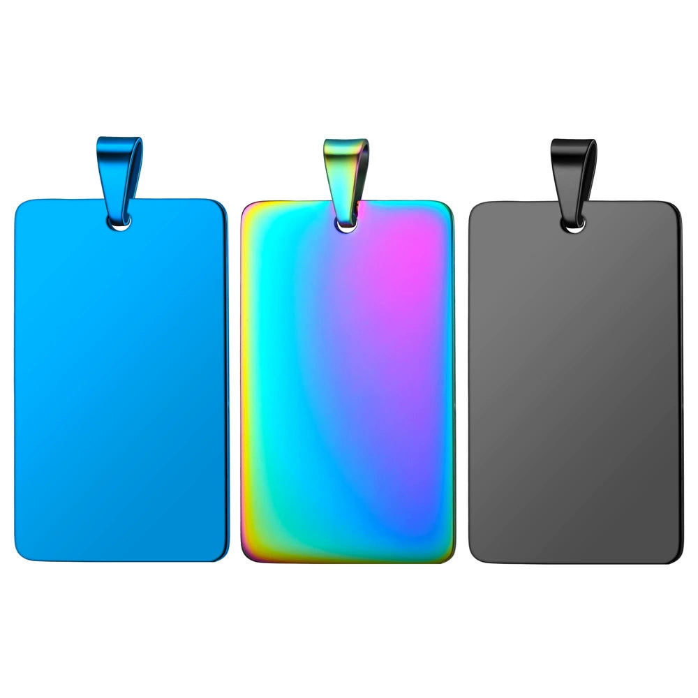Stainless Steel Engravable Rectangle Military Dog Tags ( pk of 10 ) / KT0014
