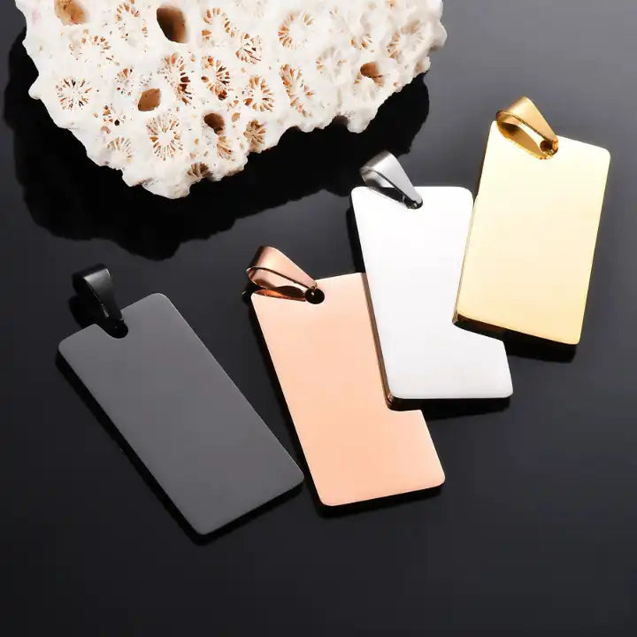 Stainless Steel Engravable Rectangle Military Dog Tags ( pk of 10 ) / KT0014