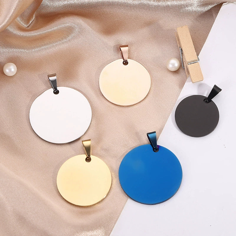 Stainless Steel Engravable Round Cat Dog Tags ( pk of 10 ) / KT0018